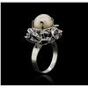Image 3 : 14KT White Gold Pearl and Diamond Ring