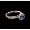 Image 2 : 1.13ct Tanzanite and Diamond Ring - 14KT White Gold