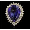 Image 1 : 14KT Yellow Gold 18.13ct GIA Cert Tanzanite and Diamond Ring