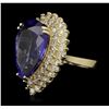 Image 2 : 14KT Yellow Gold 18.13ct GIA Cert Tanzanite and Diamond Ring