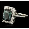 Image 2 : 14KT White Gold 4.30ct Tourmaline and Diamond Ring