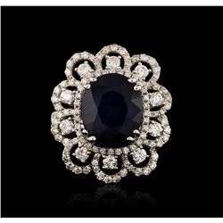 18KT White Gold 8.96ct Sapphire and Diamond Ring