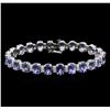 Image 1 : 14KT White Gold 18.48ctw Tanzanite and Diamond Bracelet