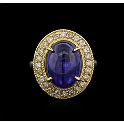 14KT Yellow Gold 8.23ct Tanzanite and Diamond Ring