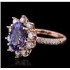 Image 2 : 14KT Rose Gold 3.53ct Tanzanite and Diamond Ring