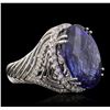 Image 2 : 18KT White Gold GIA Certified 25.57ct Tanzanite and Diamond Ring