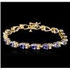 Image 1 : 14KT Yellow Gold 6.84ctw Tanzanite and Diamond Bracelet