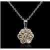 Image 1 : 14KT White Gold 1.15ctw Diamond Pendant With Chain