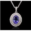 Image 2 : 14KT White Gold 5.01ct Tanzanite and Diamond Pendant With Chain