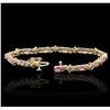 Image 3 : 14KT Yellow Gold 6.24ctw Pink Sapphire and Diamond Bracelet
