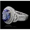 Image 2 : 14KT Two-Tone Gold 4.29ct Tanzanite and Diamond Ring