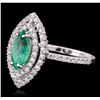 Image 2 : 14KT White Gold 0.83ct Emerald and Diamond Ring