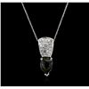 Image 2 : 14KT White Gold 2.12ct Green Tourmaline and Diamond Pendant With Chain