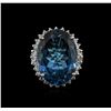 Image 1 : 14KT White Gold 24.77ct Topaz and Diamond Ring