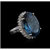 Image 2 : 14KT White Gold 24.77ct Topaz and Diamond Ring