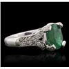 Image 2 : 14KT White Gold 3.01ct Emerald and Diamond Ring