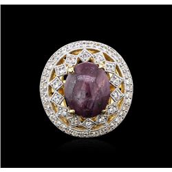 SILVER 13.26ct Star Ruby and White Sapphire Ring