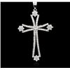 Image 1 : 14KT White Gold 1.50ctw Diamond Cross Pendant