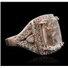 Image 2 : 14KT Rose Gold 7.96ct Aquamarine and Diamond Ring