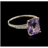 Image 2 : 10KT Yellow Gold 5.00ct Amethyst and Diamond Ring