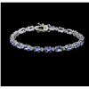 Image 1 : 14KT White Gold 9.14ctw Tanzanite and Diamond Bracelet