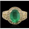 Image 1 : 14KT Yellow Gold 2.81ct Emerald and Diamond Ring