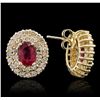 Image 2 : 14KT Yellow Gold 2.07ctw Ruby and Diamond Earrings