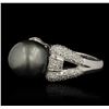 Image 2 : 14KT White Gold Pearl and Diamond Ring