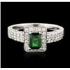 Image 1 : 14KT White Gold 0.71ct Tsavorite and Diamond Ring
