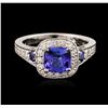 Image 1 : 14KT White Gold 1.39ct Tanzanite, Sapphire and Diamond Ring