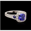 Image 2 : 14KT White Gold 1.39ct Tanzanite, Sapphire and Diamond Ring