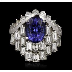 14KT White Gold 4.00ct Tanzanite and Diamond Ring