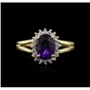 Image 1 : 14KT Yellow Gold 1.09ct Amethyst and Diamond Ring