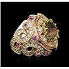 Image 2 : 14KT Rose Gold 4.05ct Citrine, Amethyst and Diamond Ring