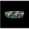 Image 1 : 14KT White Gold 0.27ctw Emerald and Diamond Ring