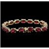 Image 2 : 14KT Yellow Gold 27.30ctw Ruby and Diamond Bracelet