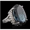 Image 2 : 14KT White Gold 40.61ct Blue Topaz and Diamond Ring