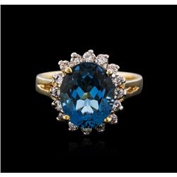 14KT Yellow Gold 3.80ct Topaz and Diamond Ring