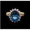 Image 1 : 14KT Yellow Gold 3.80ct Topaz and Diamond Ring