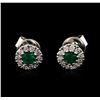 Image 1 : 14KT White Gold 0.40ctw Emerald and Diamond Earrings