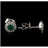 Image 2 : 14KT White Gold 0.40ctw Emerald and Diamond Earrings