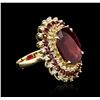 Image 2 : 14KT Yellow Gold 14.11ctw Ruby and Diamond Ring