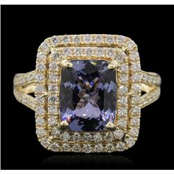 14KT Yellow Gold 3.24ct Tanzanite and Diamond Ring