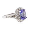 Image 2 : 14KT White Gold 3.10ct Tanzanite and Diamond Ring