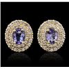 Image 1 : 14KT Yellow Gold 1.40ctw Tanzanite and Diamond Earrings