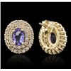 Image 2 : 14KT Yellow Gold 1.40ctw Tanzanite and Diamond Earrings
