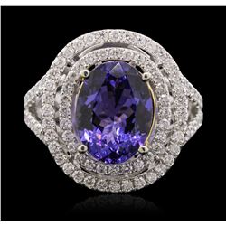 14KT Two-Tone 4.50ct Tanzanite and Diamond Ring