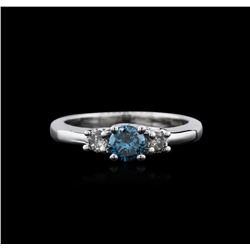 14KT White Gold 0.71ctw Blue Diamond Ring