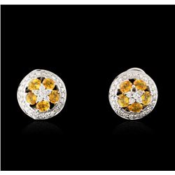 18KT White Gold 1.90ctw Yellow Sapphire and Diamond Earrings