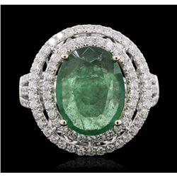 14KT White and Yellow Gold 4.44ct Emerald and Diamond Ring